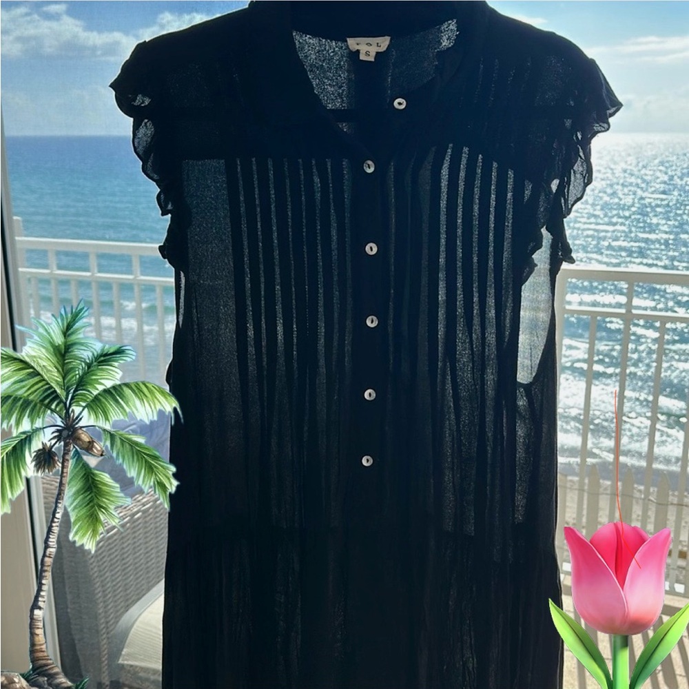 NWOT POL Black half Button-Up front dress
